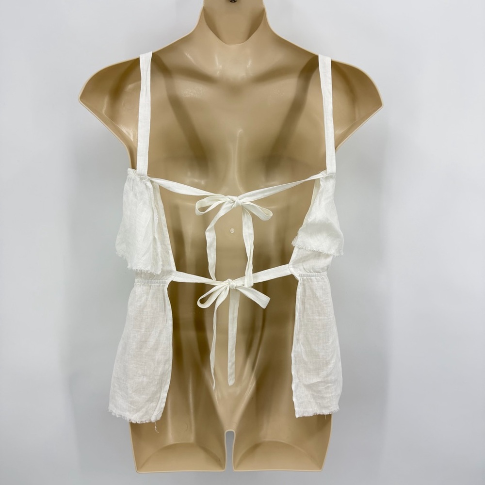 Reformation 100% Linen Layered Sleeveless Halter Style Top White Size L - Picture 6 of 10